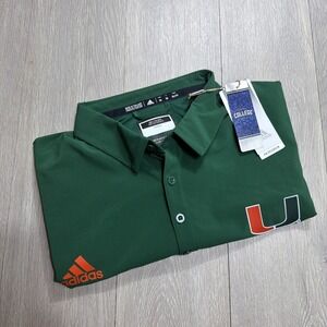 Adidas University Miami TEAM ISSUED Polo Shirt Men's XXL Hurricanes Green New!